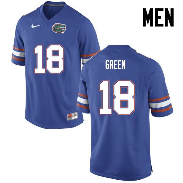 Men's NCAA Florida Gators Daquon Green #18 Stitched Authentic Nike Blue College Football Jersey PJX5165DC